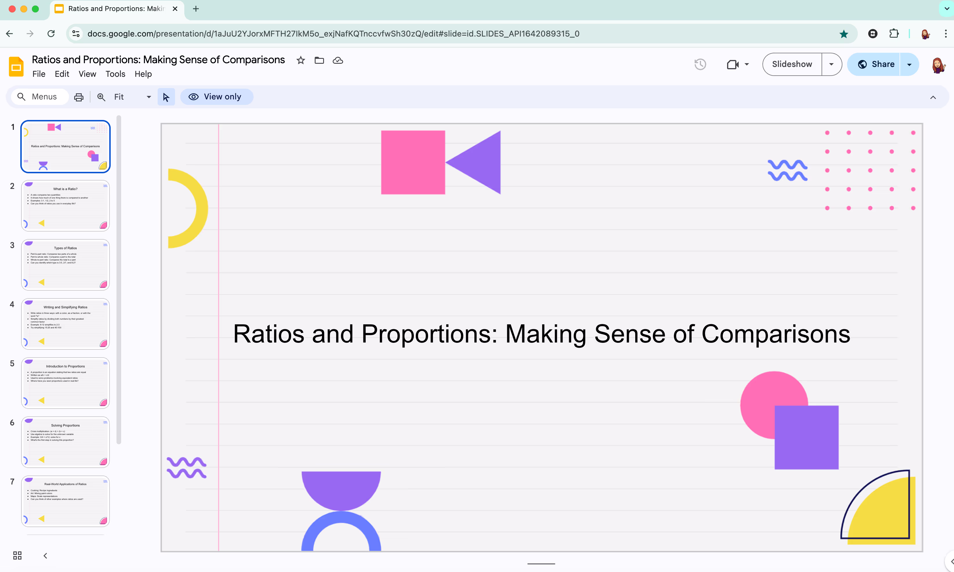 A paper with a purple and pink triangle on it.